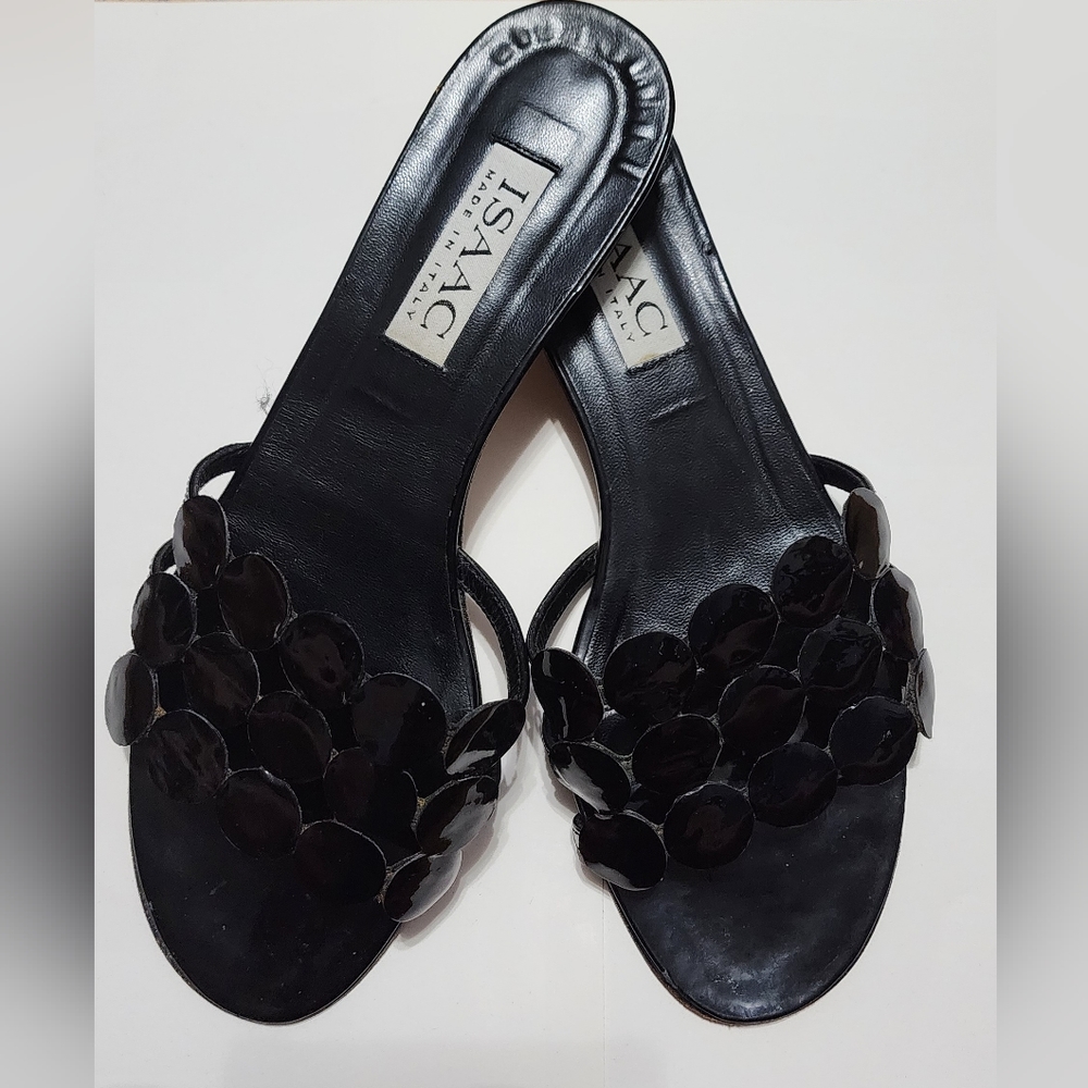 Vintage 90's Issac Peep Toe Sandals Jeweled Slip-Ons